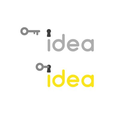 Anahtar deliği ve anahtar unl ile fikir sözcüğün düz tasarım vektör