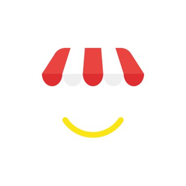 Düz tasarım vektör konsepti Shop Mağaza mou gülümseyen tente