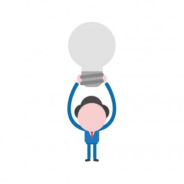 Vektör çizim işadamı karakter gri ışık kaldırma 