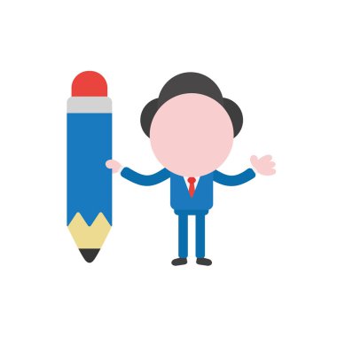 Kalem tutan vektör çizim işadamı karakter