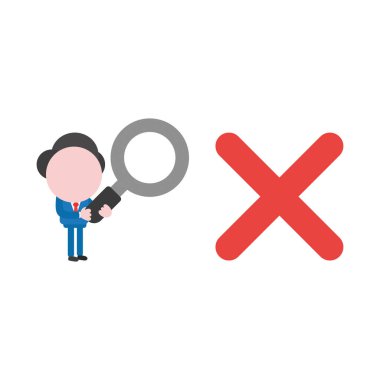 Vektör çizim işadamı karakter holding Büyüteç ve 