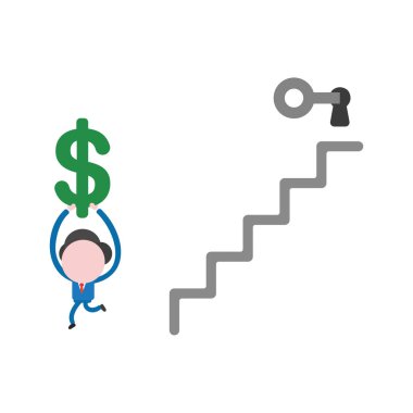 Vektör çizim işadamı karakter kilidini üst anahtar deliği 