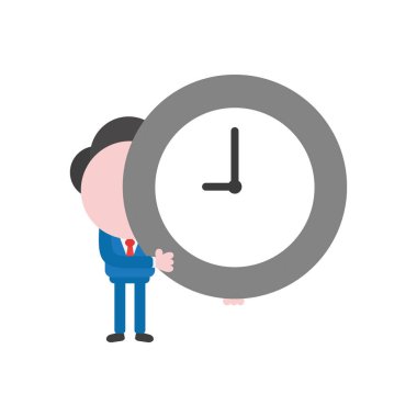 Vektör çizim işadamı karakter saat zaman holding