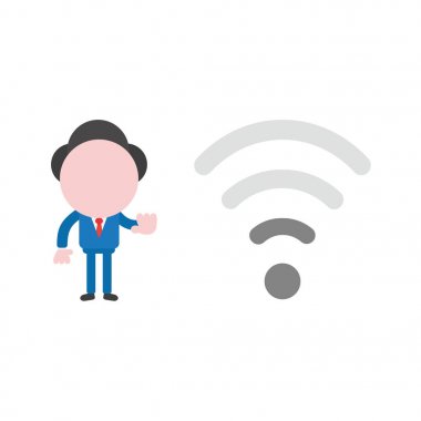 Vektör çizim işadamı karakter düşük wifi kablosuz