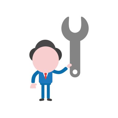 Vektör çizim işadamı karakter holding somun anahtarı