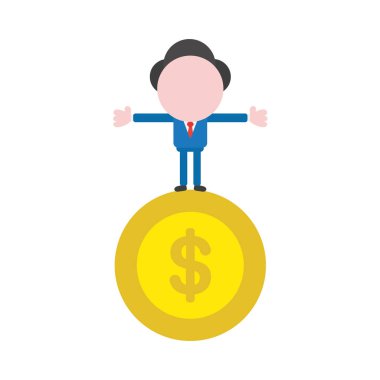 Vektör çizim işadamı karakter ayakta Doları COI