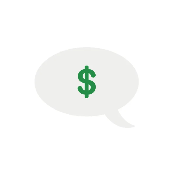 Vector icon concept of dollar symbol inside speech bubble — Stock Vector