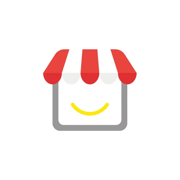 Concetto di icona vettoriale del negozio con bocca sorridente — Vettoriale Stock