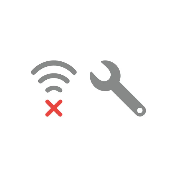 Vector pictogram concept van fix draadloze wifi verbindingsprobleem — Stockvector