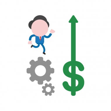 Vektör çizim işadamı Dişliler ve dolar ile çalışan