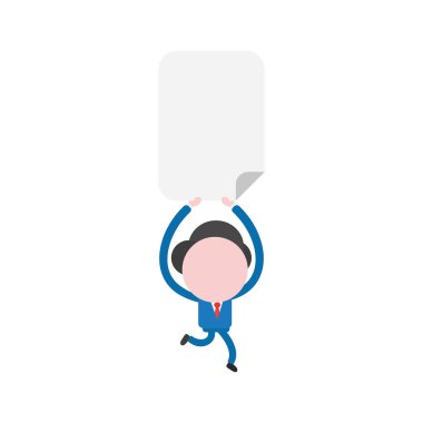 Çalışan ve boş pap tutan vektör illüstrasyon iş adamı