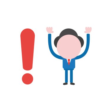 Vektör çizim işadamı ünlem işareti ile