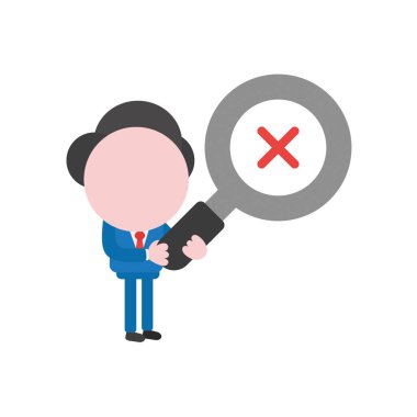 Vektör illüstrasyon iş adamı olan x büyüteç tutarak 