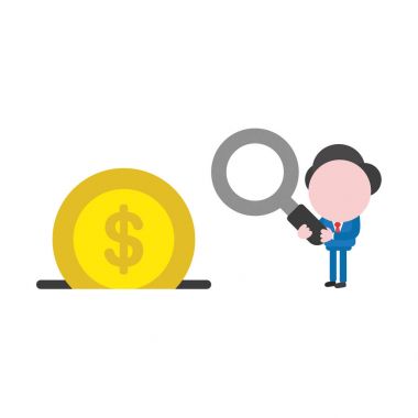 Vektör çizim işadamı olan büyüteç tutarak