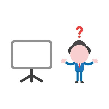 Vektör çizim işadamı boş sunu ile karışık