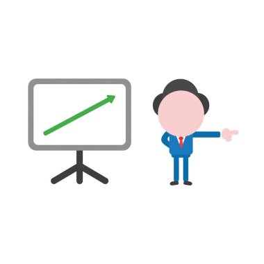 Vektör çizim işadamı movin ok ve satış listeleri