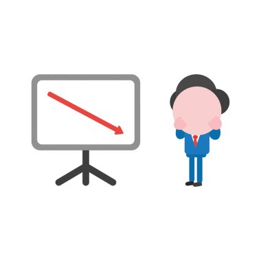 Vektör çizim işadamı movin ok ve satış listeleri