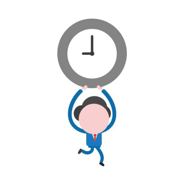 Vektör çizim işadamı çalıştıran ve holding kadar tim saat