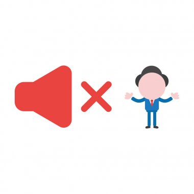 Vektör çizim işadamı ile hoparlör ses çıkmasın