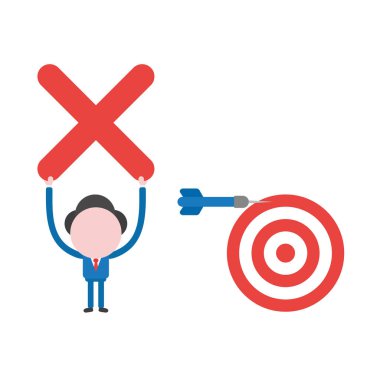 Vektör çizim işadamı dart ve boğa göz, Bayan ile ta