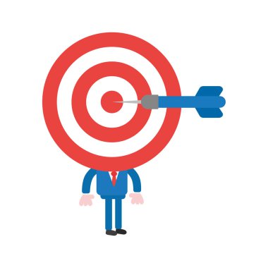 Vektör çizim işadamı boğalar göz baş ve dart içinde 