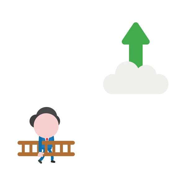Illustration vectorielle homme d'affaires portant une échelle en bois pour atteindre — Image vectorielle