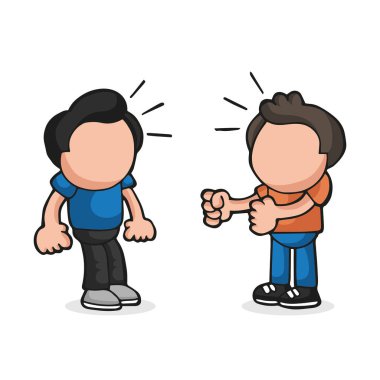 Kızgın adam başka bir adamla fi isteyen vektör çizilmiş karikatür