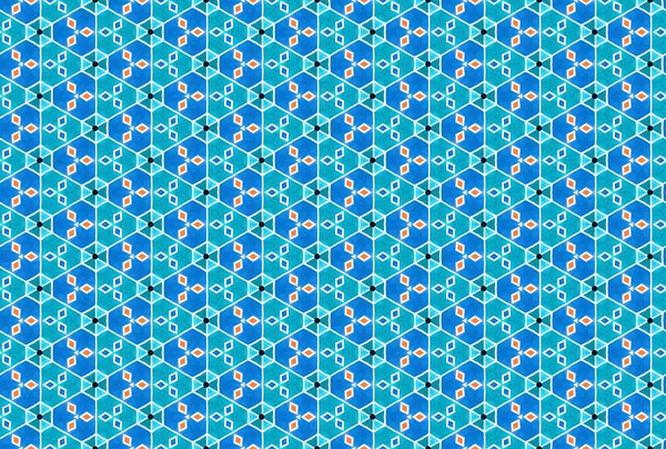 水彩シームレス幾何学模様。青、ターコイズ、オランで — ストック写真
