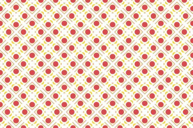 Kusursuz geometrik desen. Kırmızı, kahverengi, sarı, beyaz renklerle.