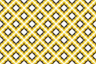 Seamless geometric pattern. In yellow, black, white colors.