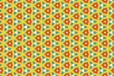 Kusursuz geometrik desen. Mavi, beyaz, kırmızı, yeşil, sarı c