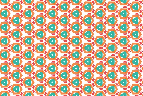 Seamless geometric pattern. In green, red, orange colors on whit — Stock Photo, Image