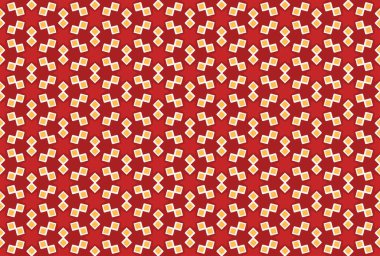 Kusursuz geometrik desenli tasarım çizimi. Kırmızı, sarı, 