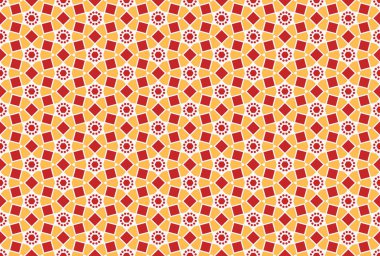 Kusursuz geometrik desenli tasarım çizimi. Kırmızı, sarı, 