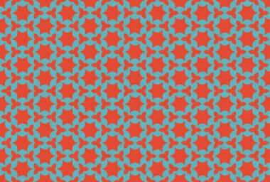 Seamless geometric pattern design illustration. In blue, red col