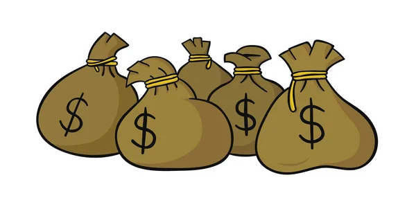 Illustrazione vettoriale disegnata a mano di sacchi di denaro dollaro . — Vettoriale Stock