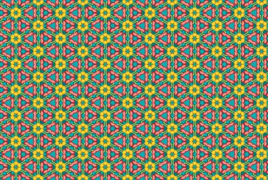 Kusursuz geometrik desenli tasarım çizimi. Kırmızı, mavi, evet