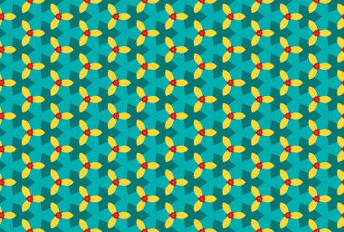 Kusursuz geometrik desenli tasarım çizimi. Mavi, kırmızı, evet