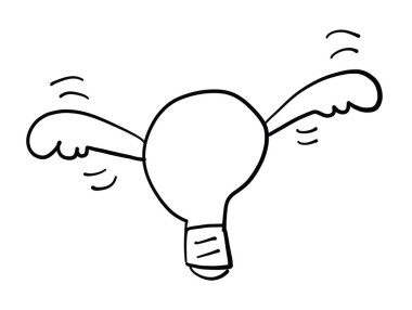 El çizimi vektör çizimi uçan kanatlı ışık bul çizimi