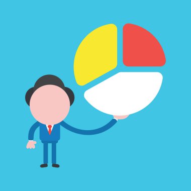 Elinde pasta tutan işadamı karakterinin vektör illüstrasyonu