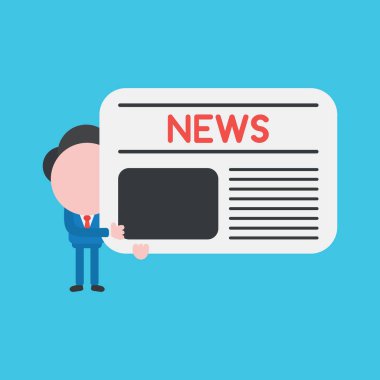 Elinde gazete tutan işadamı karakterinin vektör illüstrasyonu