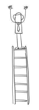 Elle çizilmiş yüzsüz iş adamı karakteri tahtanın tepesinde