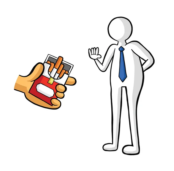 The man offers cigarettes and the businessman refuses vector ill — Stock Vector