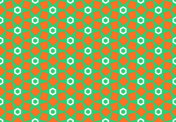 Naadloze Geometrische Patroon Ontwerp Illustratie Achtergrondstructuur Groene Oranje Witte Kleuren — Stockfoto