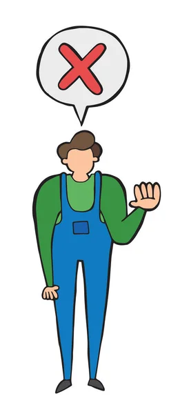 Vector Repairman Giving Thumbs Hand Drawn Illustration Black Outlines Colored — 스톡 벡터