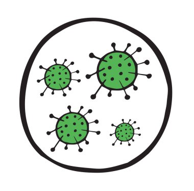 Corona virüsünün el çizimi vektör çizimi, covid-19.