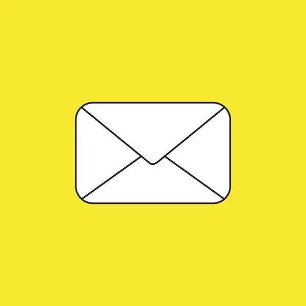 閉じたメールエンベロープのベクトルアイコン 黒の輪郭と黄色の背景を持つ白い色 — ストックベクタ