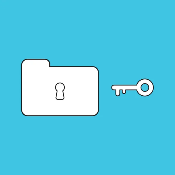Vector Icon Concept Closed Folder Keyhole Key White Color Black — Stock Vector