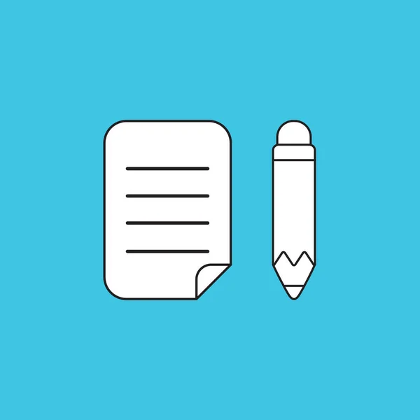 Vektor Icon Konzept Des Geschriebenen Papiers Mit Bleistift Weiße Farbe — Stockvektor