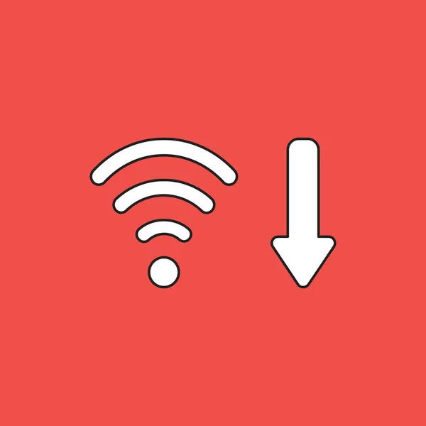 Concepto Icono Vectorial Wifi Inalámbrico Con Flecha Moviéndose Hacia Abajo — Archivo Imágenes Vectoriales